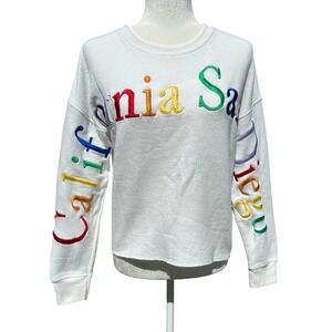 NICE California San Diego Rainbow Embroidered Crop XS Sweatshirt White Beach